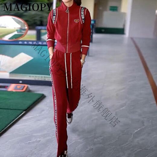 MAGIOPY国际奢侈高档品牌欧货炸街休闲运动套装女2025春季洋气红色短外套 红色两件套 S(100斤以内)