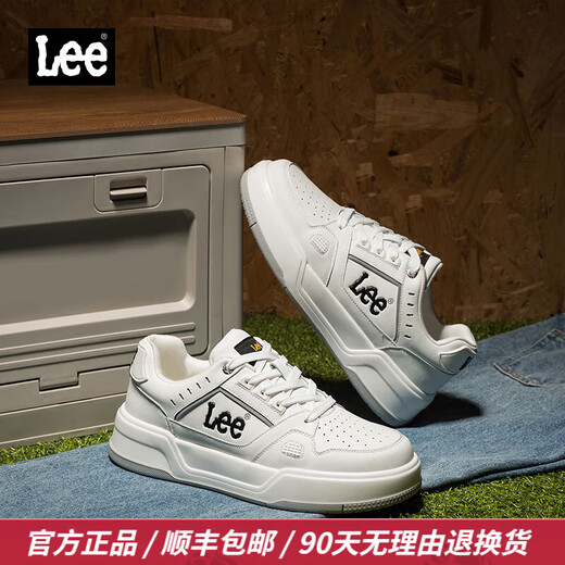 Lee男鞋设计感增高休闲鞋男士时尚经典板鞋厚底运动鞋百搭鞋子男潮鞋 白色 L243UB687 43 【偏大/请拍小一码】