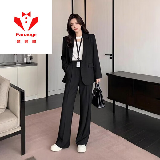 FANAOGE black suit suit for women spring and autumn new style college student defense interview professional suit student union formal workwear tie + suit + white shirt + pants four-piece set M recommended 95-110 Jin Jin equals 0.5 kg Urgent items will be sent on the same day - contact customer service for SF Express