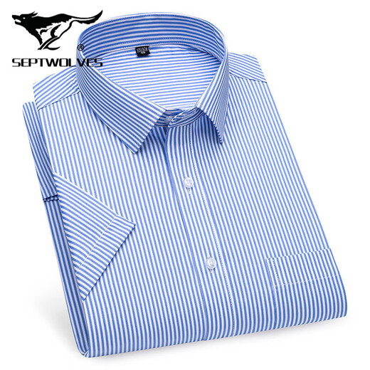 Sieben Wolfs 2025 Sommer Herren-No-Lösungs-Kurzärmel-Shirt mittleren Alters im mittleren Alter Profi Kleidung Fashion Comfort High-End-Baumwoll-Shirt DX6629 45