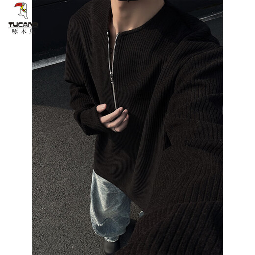 Woodpecker (TUCANO) American half-zip Henry collar T-shirt men's spring and autumn cleanfit long-sleeved inner layering shirt tough guy wear sweatshirt dark gray upgraded model M 95 to 115 Jin Jin equals 0.5 kg can be worn