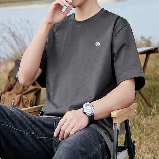 Pang Donglai dl kurzärmeliges T-Shirt für Männer 2025 Neuer Sommer Pure Cotton Trendy Herren losen oberen halben Ärmeln mit weißem Baumwoll-Kurzärärmelen-1365 s [vorgeschlagen 90-115jin [Jin gleich 0,5 kg]]