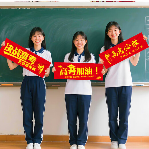 伊梦中高考必胜加油励志班级教室氛围装饰装扮布置用品定制手持横条幅 B手持条幅7024-中高考-款6
