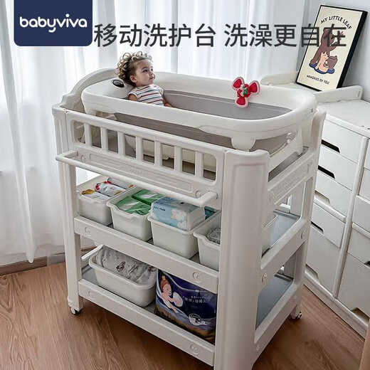 babyviva尿布台婴儿护理台新生儿宝宝换尿不湿婴儿床多功能按摩抚触洗澡台 单尿布台进口HDPE-食品级-0甲醛