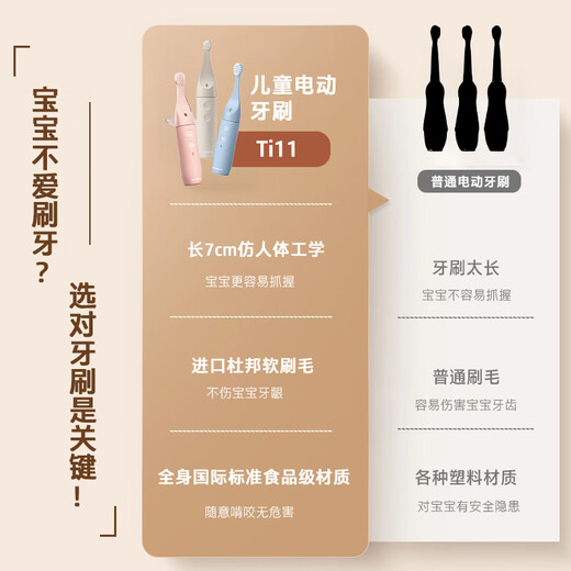 Homeplove Children's Electric Toothbrush 0-3-6 years old IF Design Award Voice Reminder Micro-vibrating Sonic Soft Bristles Fully Automatic Music Small Brush Head Infant Enlightenment Electric Toothbrush 3-6 Years Old Pink (4 brush heads + wall hanging rack)