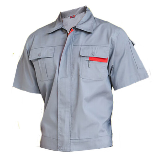 艾格辰4s车间汽修短袖工作服短袖工作服套装男薄款耐磨汽修厂服上衣车间 藏蓝色套装 均码 160S码