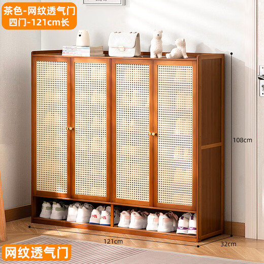 Old bamboo craftsman multi-layer shoe cabinet door entry cabinet shoe rack household integrated wall-mounted large-capacity storage partition entrance cabinet