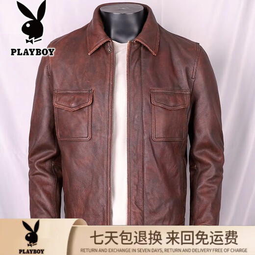 
Playboy's new style of middle-aged and young autumn genuine leather leather jacket for men middle-aged and young men's large-size casual leather jacket short men's jacket 9856 black [spring and autumn] XL Recommended 130-150Jin [Jin equals 0.5 kg]