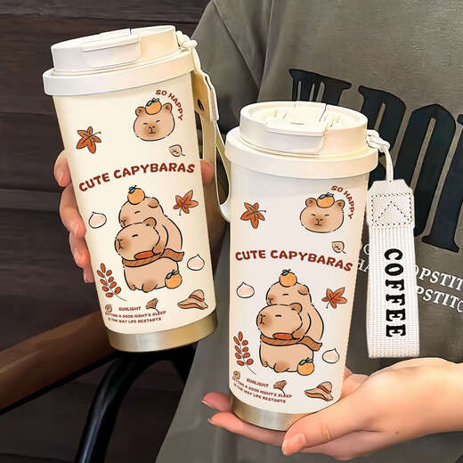 Chengliu Kapibala Thermos Cup grande capacité étudiant portable double boisson café tasse de nouveaux hommes et femmes en paille tasse de pale
