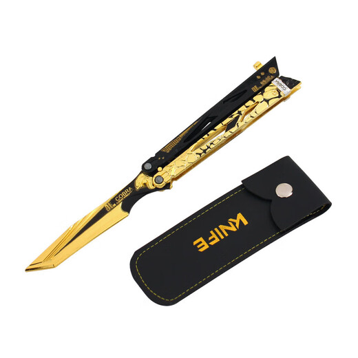 Delta Action Game Peripheral Foldable Shadow Edge Butterfly Knife Hand Knife Alloy Ornament Model Toy Teaching Aid 22cm Shadow Edge Butterfly Style with Leather Case