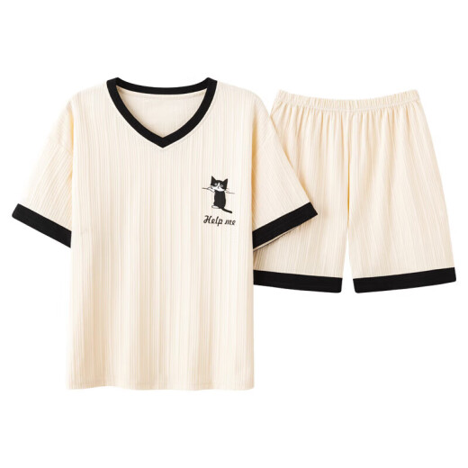 Urban Beauty Summer Pyjamas für Frauen reine Baumwolle große Kurzschläfe dünne zweiteilige Set für Schüler koreanische Version können draußen in Frühlings- und Herbstfarben getragen werden GXT6636 Bildfarbe M Code Vorschlag 75-95jin [Jin gleich 0,5 kg]