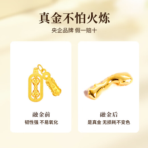 China Gold (CHINA GOLD) Gold Necklace Women's Foot Gold Pixiu Vajra Pendant Pure Gold Birthday Gift for Girlfriend and Wife Pixiu Vajra Pendant About 0.6g* Free Universal Silver Chain