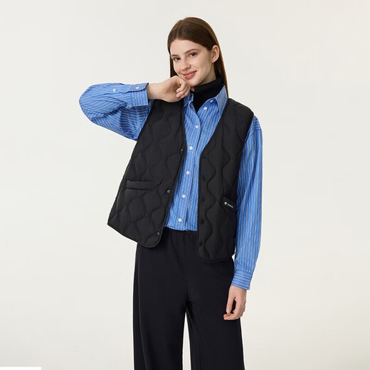 Tambor Women's Vest Women's 2025 New Vest Outer Sleeveless Vest Autumn and Winter Warm Jacket TB5330112D Black S