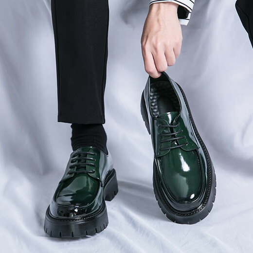 Prince Yierkang wears leather shoes for men's summer new British style business formal wear round toe black patent leather glossy wedding groom best man Wenzhou leather shoes-15276 all black (high-end model) 41 standard leather shoe size