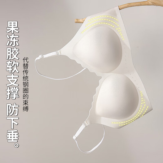 
Langsha underwear women's new small breasts look big and gather up top support adjustable Chinese style embroidery beauty salon breast breathable bra RX-Summer comic-pink skin color M