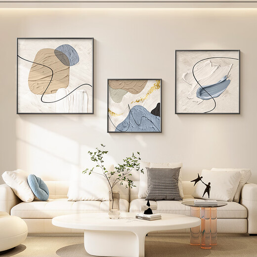 Long time no see modern minimalist living room decoration painting light luxury high-end abstract art triptych mural sofa background wall hanging painting