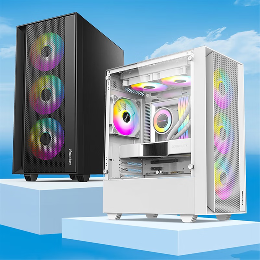 GIGABYTE Huntkey Great Wall Desktop Main Case 240 360 Caja refrigerada por agua Caja de cien yuanes Lado de vidrio transparente/Estuche para habitación con vista al mar/Estuche portátil Huntkey G5 Caja transparente lateral de vidrio Blanco