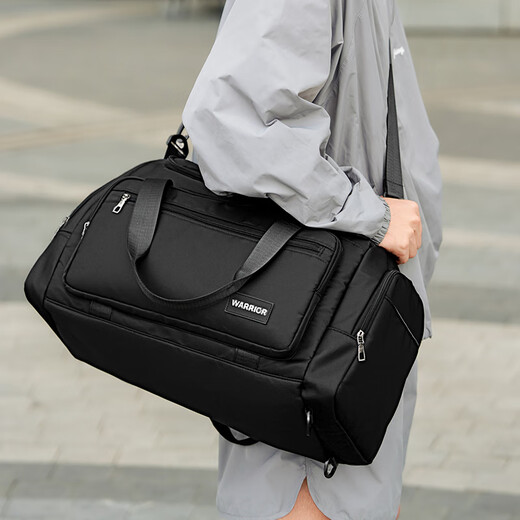 Warrior travel bag for men's large capacity business business trip short-distance hand luggage bag dry wet separation fitness crossbody bag black [suitable for 3-7 days travel]