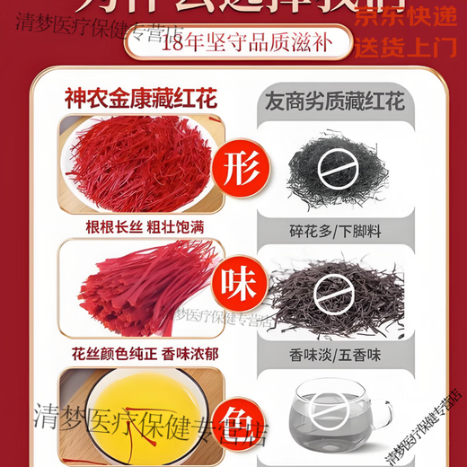 内廷上用北京同仁堂藏红花正品西红花西藏红花女性藏红花礼盒 【】长丝藏红花10克(礼盒＋镊子手提袋)