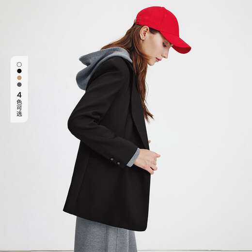 Navigare Italian small sailing casual suit for women in spring and autumn, medium and long commuting versatile single suit business women's wear, dark night black L