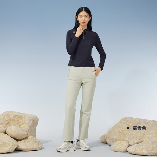 Rapido Li printemps et automne mode décontracté pour femmes confortable à moitié glissière collier sweat à manches longues phare authentique bleu marine authentique xxs 155 / 80a