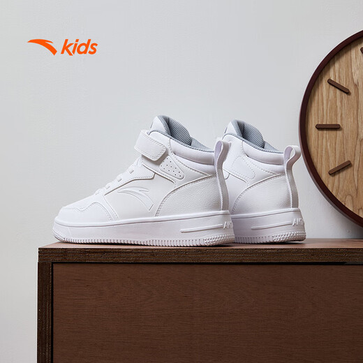 Anta children's sports shoes for boys and girls lifestyle series Velcro high-top white shoes sneakers A12438004
