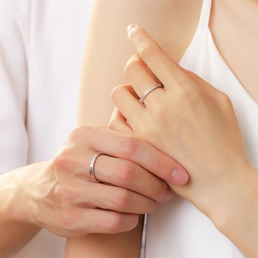 DR Proposal Diamond Ring Couple Ring Simple Diamond-encrusted Silver Ring for Girlfriend’s Birthday Gift