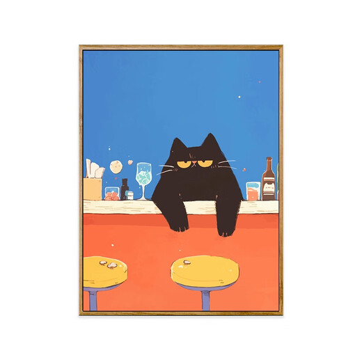 北欧卡通猫咪diy数字油画手绘丙烯填色手工填充简约油彩装饰挂画 XH9921 30*40cm全套材料包高弹画笔+画