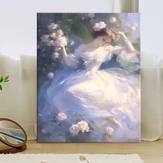 跳芭蕾的少女 数字油画2024新款人物手工填充diy手绘涂色油彩挂画 W3886 40x60cm原木色外框崩好实木内框