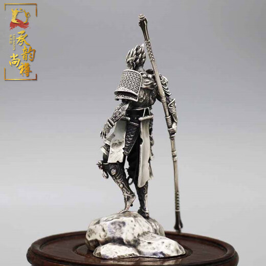 Chengyun Shangzun Dou War God Buddha sterling silver tea pet 999 pure silver black myth Wukong peripheral Monkey King tea pet tea play sterling silver 215 grams of pure silver with certificate