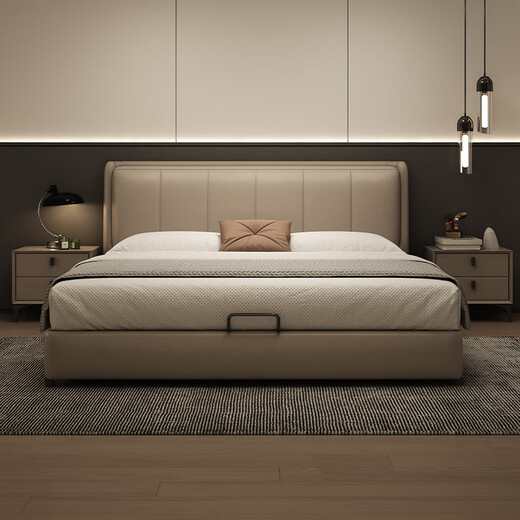 Fermax (freemax) modern simple leather art bed 2024 master bedroom soft bed 1.5m solid wood bed small apartment double bed LP-677#18