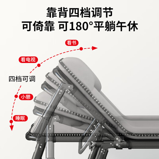 折叠床单人办公室简易午休行军床神器家用单人床便携陪护躺椅午睡 【75宽床垫一体】米架灰面