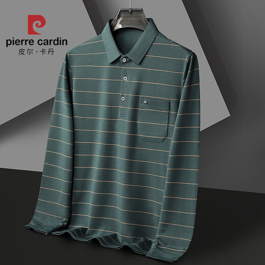 皮尔卡丹（pierre cardin）中年男士棉T恤长袖爸爸春装打底衫中老年人男装上衣polo衫棉体恤 HH826灰色 M 【115斤内】