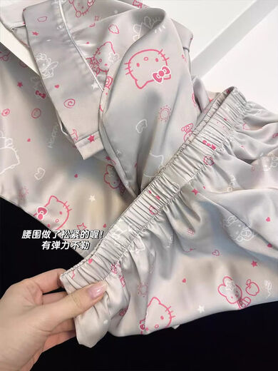 Orende French High-End Hellokitty Ice Silk Pyjamas für Frauen im Sommer-Stil kann im Internet im Internet-Promi-Kleidungsstil FY-3937 getragen werden [kurzärmelige Shorts] l [Empfohlen 100-120 Jin [Jin gleich 0,5 kg]]
