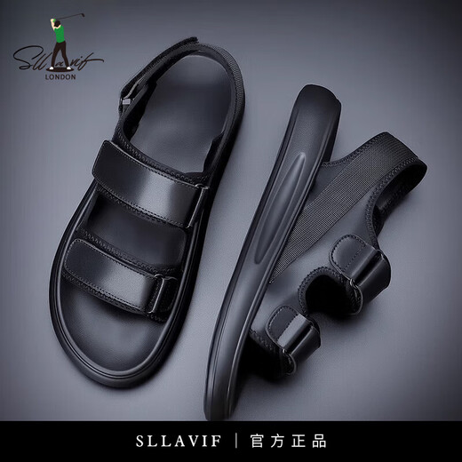 Salavvi Herren Sommer Neue modische und vielseitige weiche alleinige Strandschuhe für Männer tragen wasserdichte und geruchsichere Flip Flops Golfschuhe Schwarz 6189 43