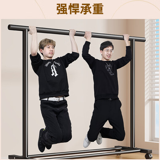 Miaoli simple clothes drying rack floor-standing household removable clothes rack bedroom indoor clothes rack dormitory single rod coat rack huge thick 32 tubes high-grade black 150cm free wheels + feet