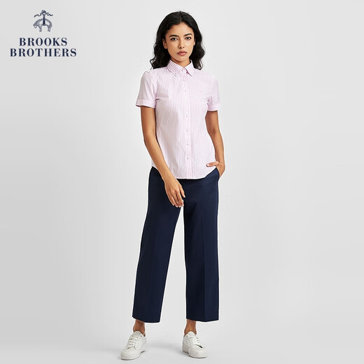 布克兄弟（BrooksBrothers）[易打理]女士25夏新款supima棉短袖衬衫 B695-粉色 S 4