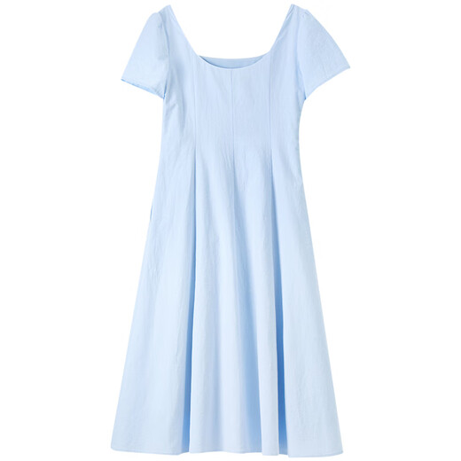 
Shangdubila 100% cotton A-line dress for women in summer, slim waist-hugging suspender skirt square collar casual midi skirt