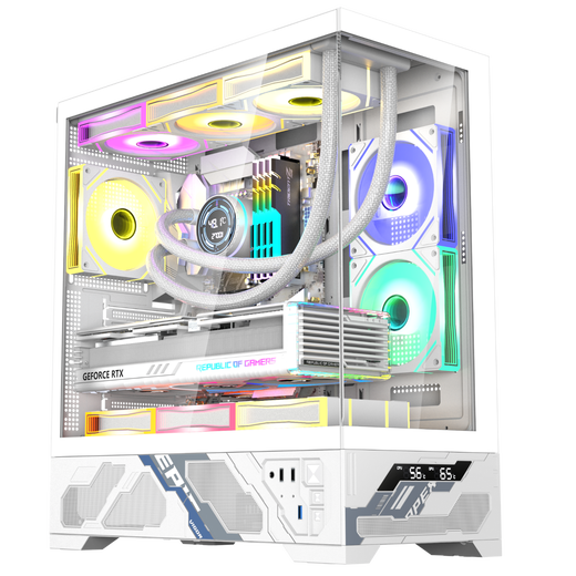 Wanjia Millennium ATX digital display version column-free sea view room chassis ATX motherboard 360 water-cooled desktop computer chassis temperature digital display 9 fan position large board 50 series long graphics card Millennium ATX standard white (digital display version)
