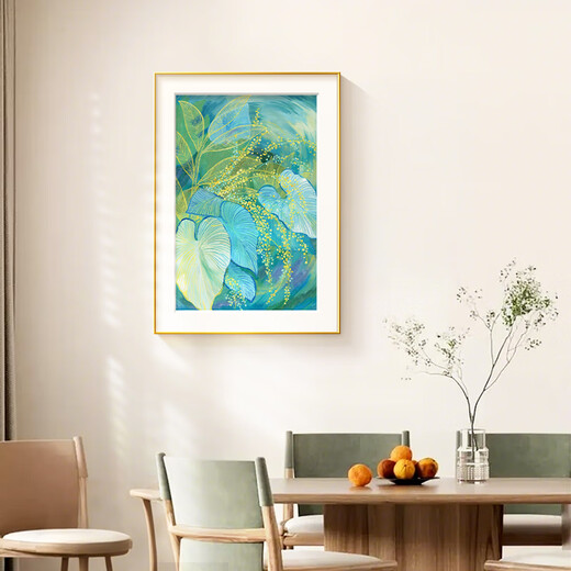 Long time no see Lin Yun Cream style living room decoration painting green plants abstract sofa background wall artistic restaurant hanging painting