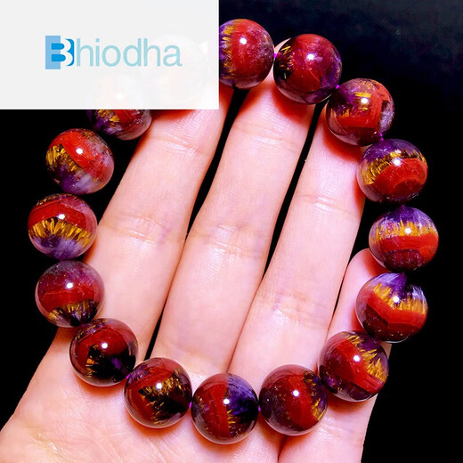 bhiodha胖东来品质极光23紫钛手链千层聚宝盆手串金字塔红幽灵金520情人 12247 极光23水晶