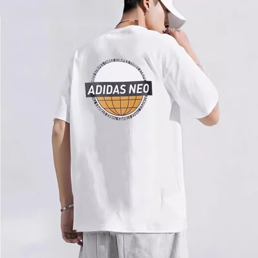 阿迪达斯 （adidas）男女款纯色百搭后背印花运动休闲短袖T恤HS8851官方旗舰正品 GK1483自信超人 M