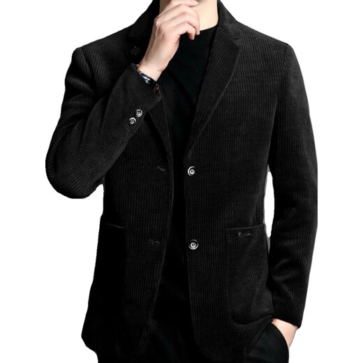 Pierre Cardin Herrenjacke Herbst und Winter Dicker Cord -Anzug Herren gut aussehender gestreifte Samt Freier Anzug Business Jacke Top Trendy Yellow M