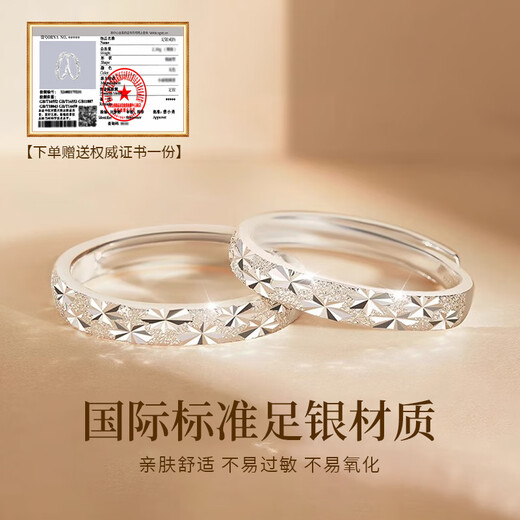 Chinese jewelry pure silver baby's breath couple ring for men and women a light luxury proposal ring to express love anniversary birthday gift for girlfriend