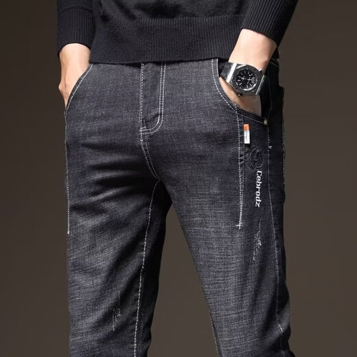 Yalu jeans men's spring and autumn straight loose elastic business casual trousers men's trendy brand versatile men's trousers gray 31