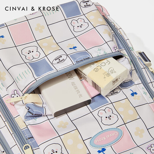 Cinvaikrose Site officiel Small C / K Bags Bags Women's Bag Schoolbag Women's 2025 Nouveau sac à dos léger voyage grande capacité Sac à dos Blue Plaid