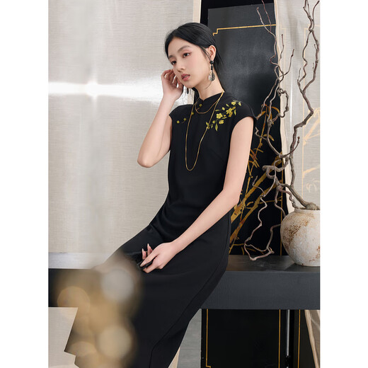 SANDAI 2025 Herbst Neuem modifiziertem Cheongsam -Rock gestickt