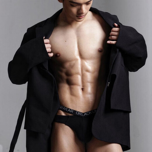 ORLVS men's thong V-shaped double belt threaded cotton sexy single T-pants low-waist U-convex bikini small triangle men's combination pack random color 3 pieces XXL recommended 80-90kg