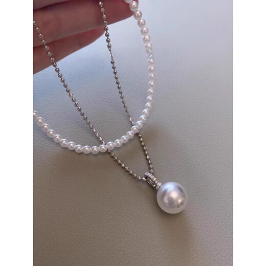 DL 1998 Fat Donglai same style pearl pendant single light luxury sparkling diamond temperament Shijia buckle s925 silver necklace simple and elegant 12mm Nanyang tea gold single