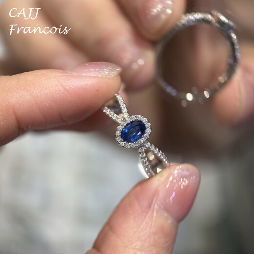 CAJJ Francois 0.56 carat sapphire ring, 925 silver, natural colored gemstone, daily commuting, gift giving, proposal, Hong Kong 13#